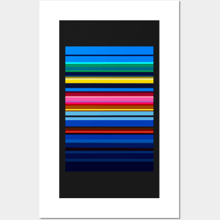 Blue Sky Neon Stripes Posters and Art